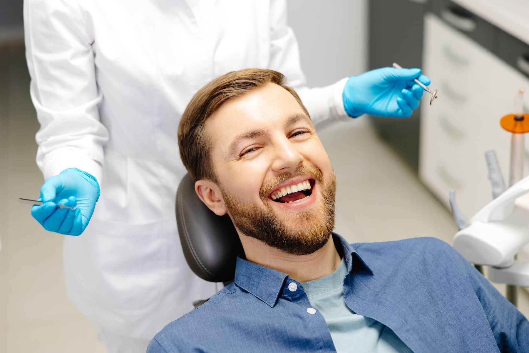 Dental patient in chair dental ject